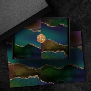 Papier Mousseline Edgy Agate Sombre Moody Jewel Tone Mystic Turquo
