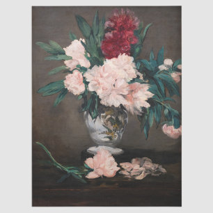 Papier Mousseline Edouard Manet - Vase de pivoines sur petit piédest