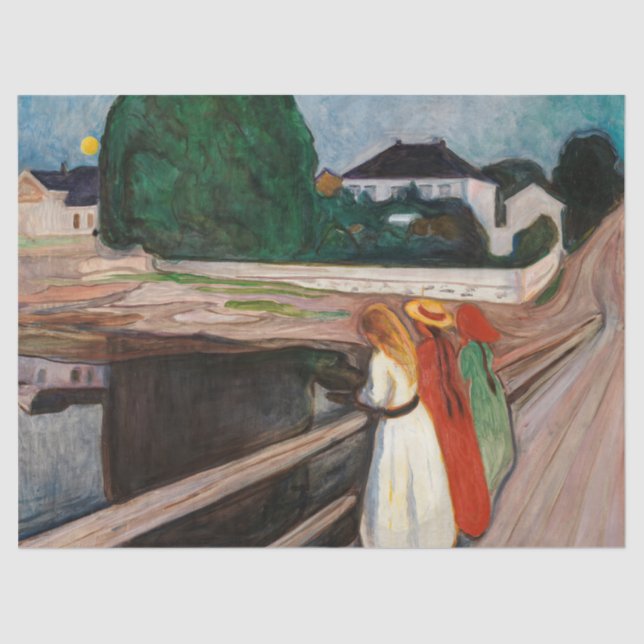 Papier Mousseline Edvard Munch - Les filles sur le pont (Recto)