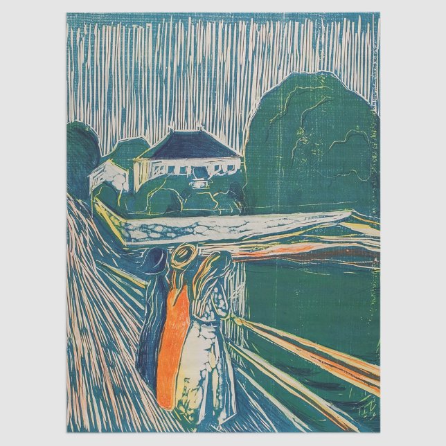 Papier Mousseline Edvard Munch - Les filles sur le pont, Lithographe (Créateur téléchargé)