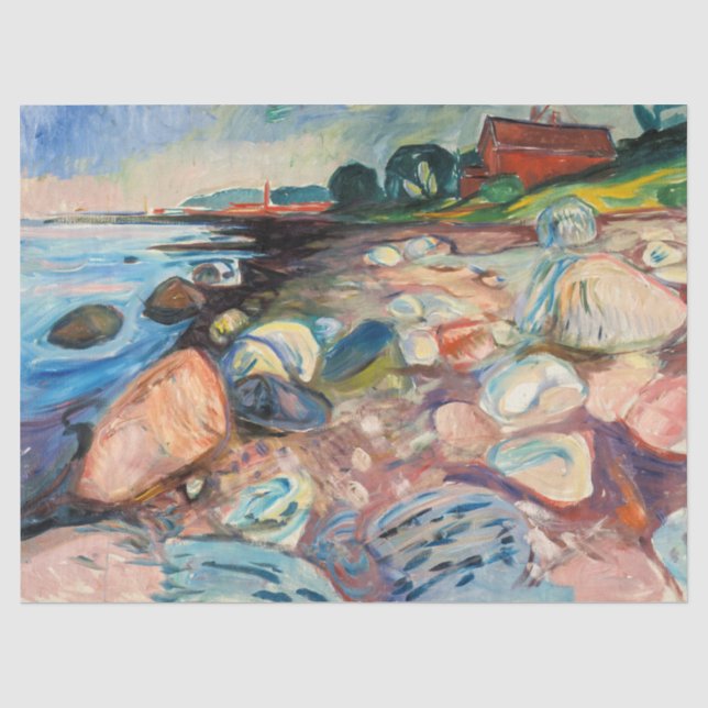 Papier Mousseline Edvard Munch - Rive avec Maison Rouge (Recto)