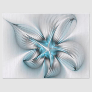 Papier Mousseline Élégance florale Art moderne Abstrait bleu fractal