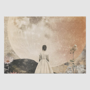 Papier Mousseline Élégance Lune - Vue arrière de la femme avec Lune