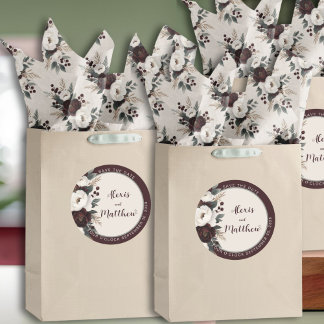 Papier Mousseline Elégance Rustique Bourgogne Floral Mariage