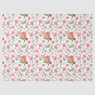 Papier Mousseline Elégant Aquarelle Peony Floral botanique