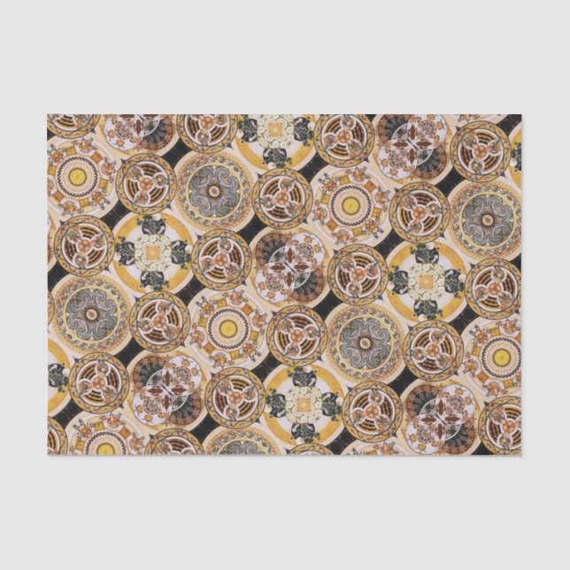 Papier Mousseline Élégant Art Nouveau Décoratif Gold Brown Motif (Recto)