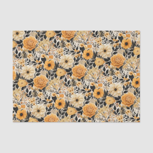 Papier Mousseline Élégant automne floral (Recto)
