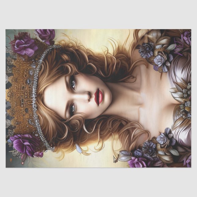 Papier Mousseline Elégant belle princesse violet Rose Découpage (Recto)