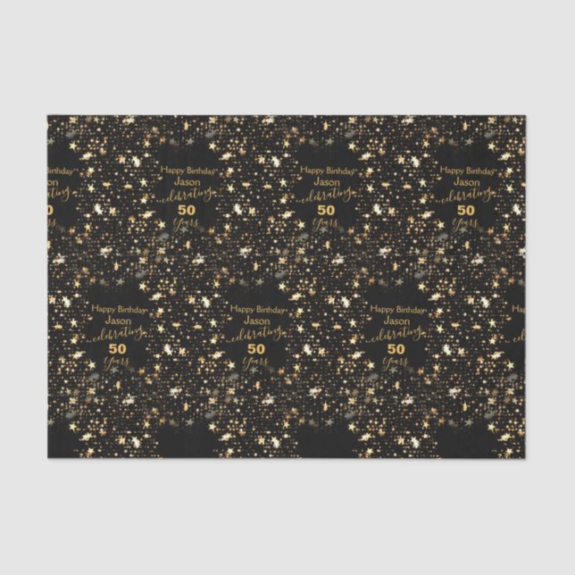 Papier Mousseline Elégant Black and Gold 50e anniversaire (Recto)