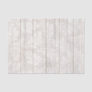 Papier Mousseline Elégant blanc Damask Leaf Botanique Rustique Bois