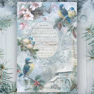 Papier Mousseline Elégant bleu de Noël et découpage de musique