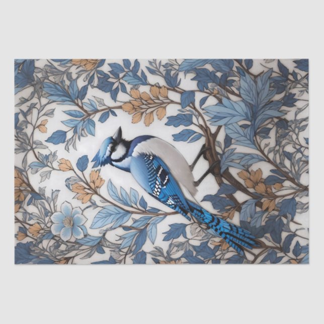 Papier Mousseline Elégant Blue Jay William Morris inspiré (Recto)