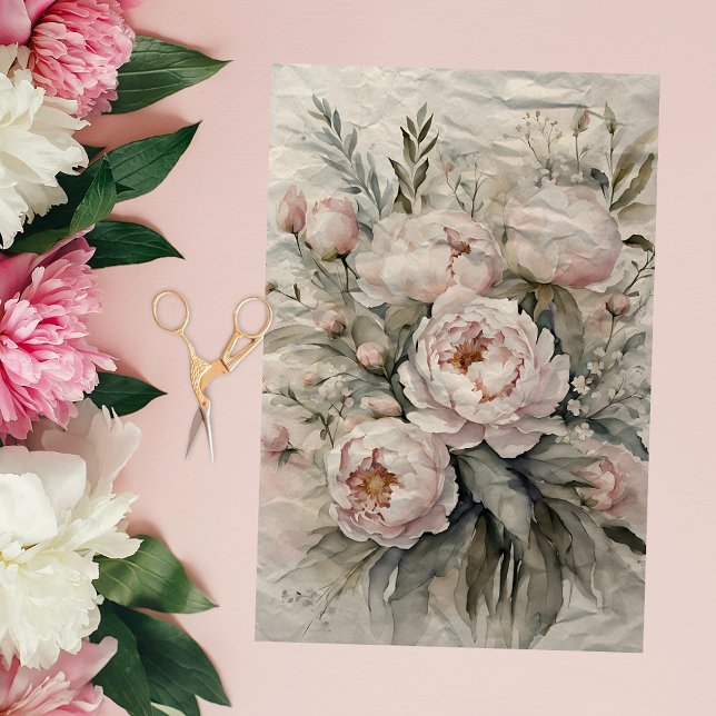 Papier Mousseline Elégant Bouquet de Fleurs de pivoine rose (Créateur téléchargé)