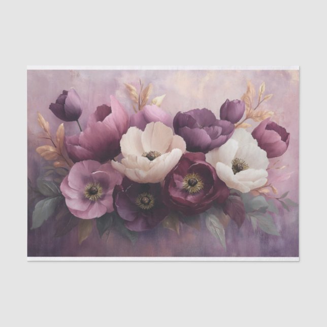 Papier Mousseline Elégant bouquet floral violet et blanc (Recto)