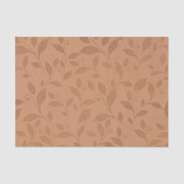 Papier Mousseline Élégant Brown Abstrait Feuilles d'automne Motif (Recto)