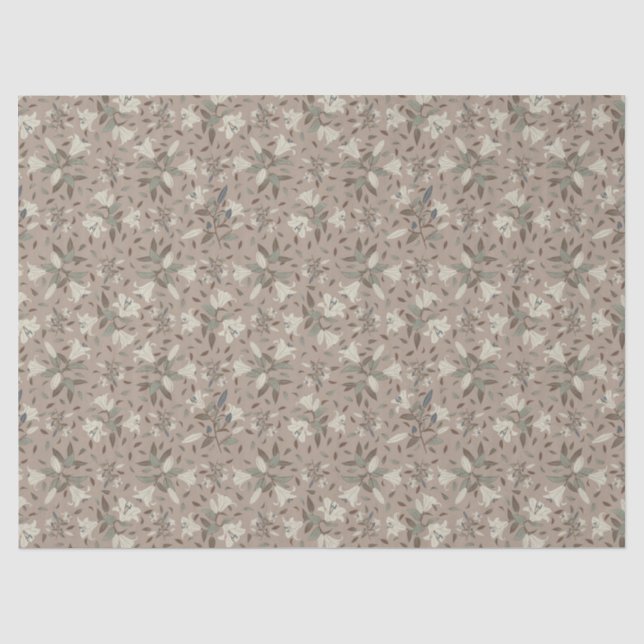Papier Mousseline Élégant Brown floral Lily Neutral tiré à la main (Recto)