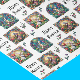 Papier Mousseline Elégant Bunny de Pâques Motif en verre tendu