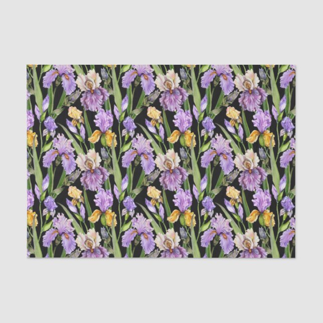 Papier Mousseline élégant carrelage Iris motif floral (Recto)