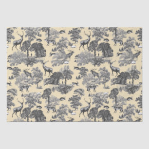 Papier Mousseline Elégant chevreuil renard Vintage Pays Toile Beige