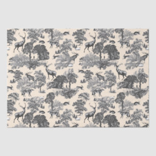 Papier Mousseline Elégant chevreuil renard Vintage Pays Toile Beige