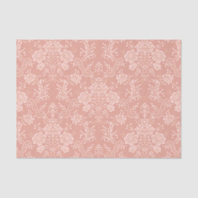 Papier Mousseline Elegant Chic Floral Damask-Peach (Recto)