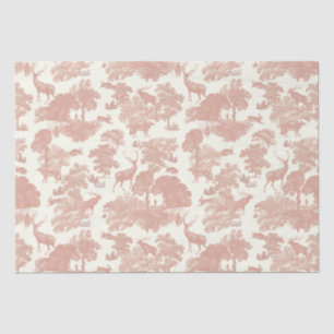 Papier Mousseline Elégant Chic Soft Rose Toile Deer Boodland