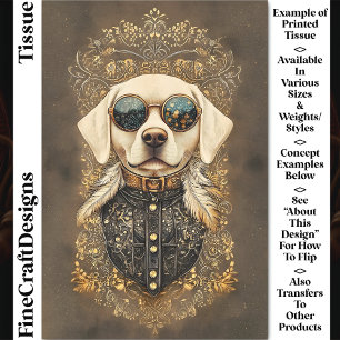 Papier Mousseline Élégant chien Labrador, Gold Filigree CM3 Découpag