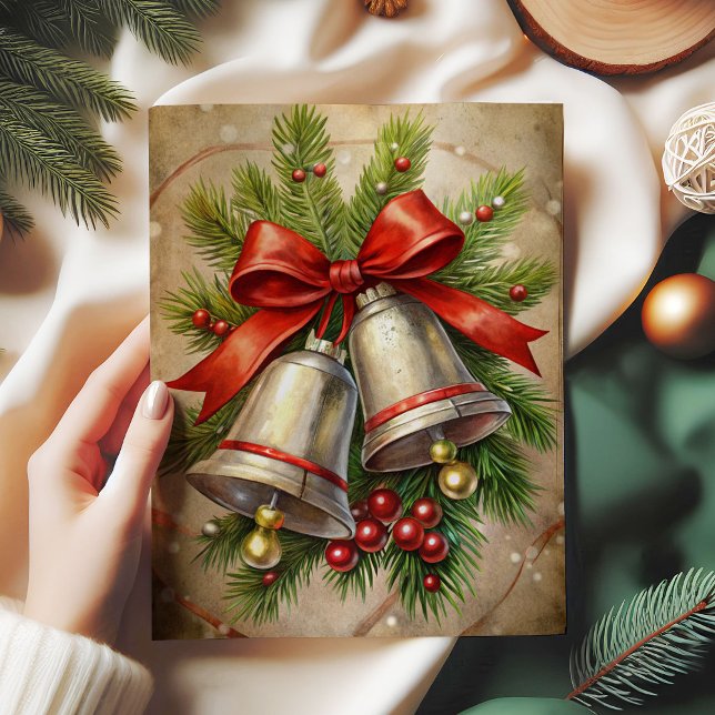 Papier Mousseline Elegant Christmas bells decoupage paper holly  (Elegant Christmas bells decoupage paper holly berries

)