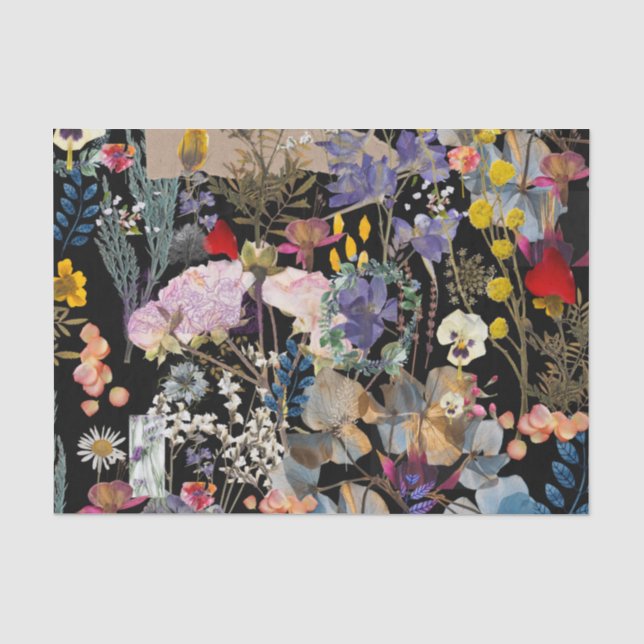 Papier Mousseline Élégant collage de fleur sauvage multicolore (Recto)