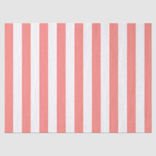 Papier Mousseline Élégant corail clair blanc Motif rayé