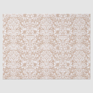 Papier Mousseline Élégant Damas Florales Blanches Sur Arrière - plan
