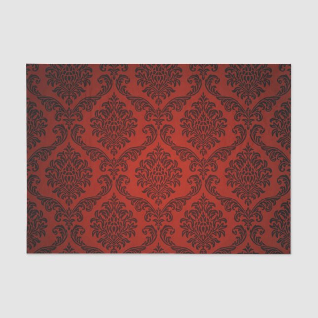 Papier Mousseline Élégant Damas rouge Vintage (Recto)