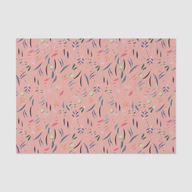 Papier Mousseline Élégant DÉCOUPAGE FLORAL Rose Corail (Recto)