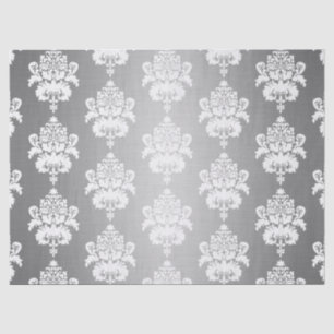 Papier Mousseline Élégant Découpage Vintage brillant Argent Damas
