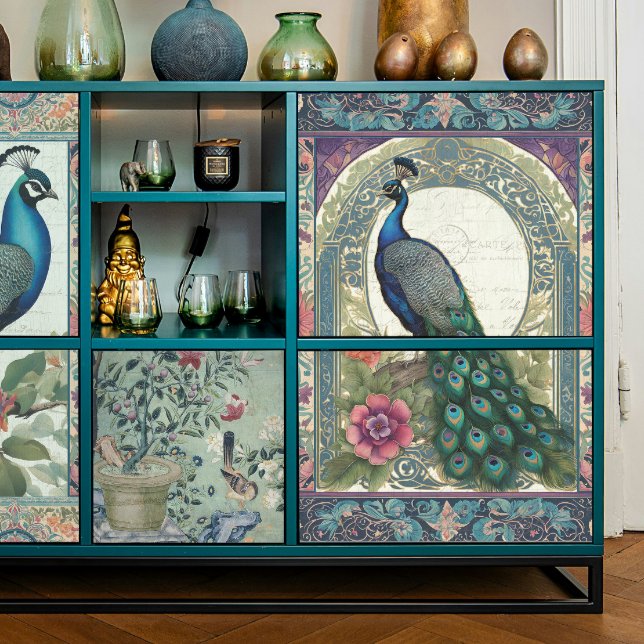 Papier Mousseline Elégant Ephémère Florale Peacock Purple Decoupage (Créateur téléchargé)