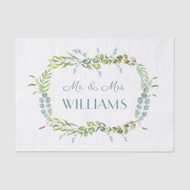 Papier Mousseline Elégant Eucalyptus Verdure Mariage et Anniversaire (Recto)