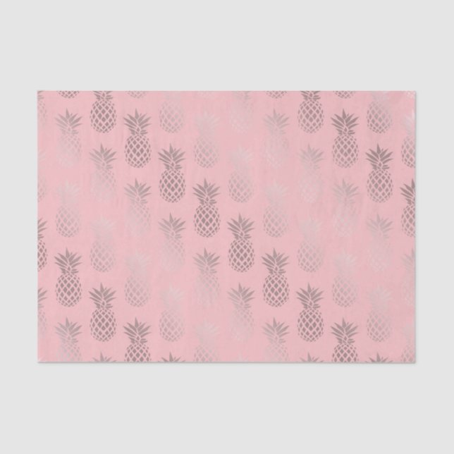 Papier Mousseline Elégant faux rose or rose ananas motif (Recto)