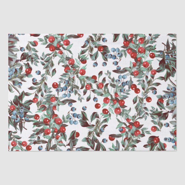 Papier Mousseline Elégant Festif Aquarelle Rouge Bleu Bleu Bleu Blan (Recto)