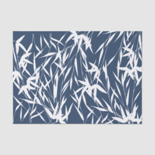 Papier Mousseline Élégant Feuilles de feuillage bleu et blanc