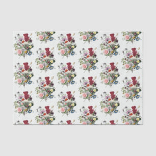 Papier Mousseline Élégant Fleurs sauvages Vintages colorés