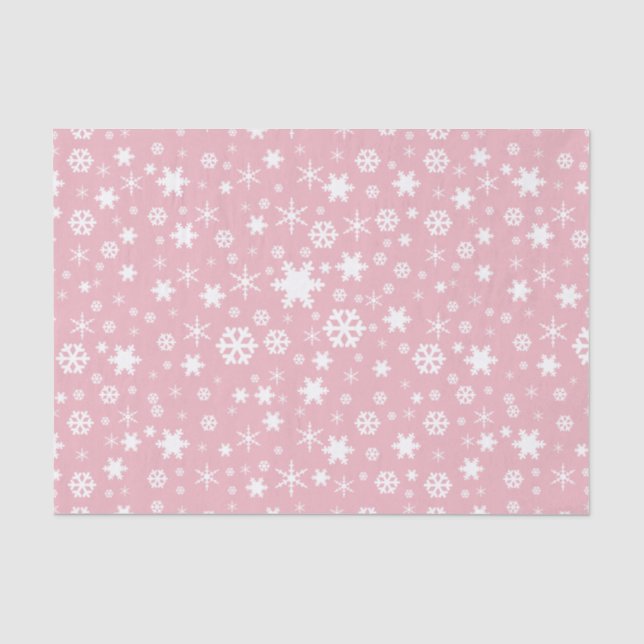 Papier Mousseline Élégant flocon de Noël motif rose pastel (Recto)