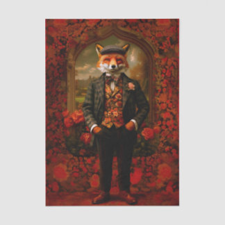 Papier Mousseline Elegant Fox Gentleman Portrait EW5 Decoupage