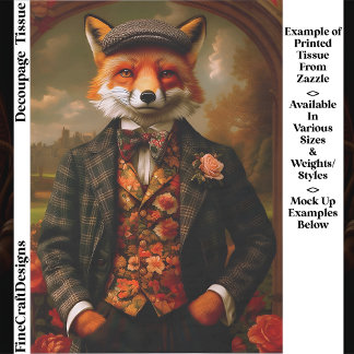 Papier Mousseline Elegant Fox Gentleman Portrait EW5ZZ Decoupage