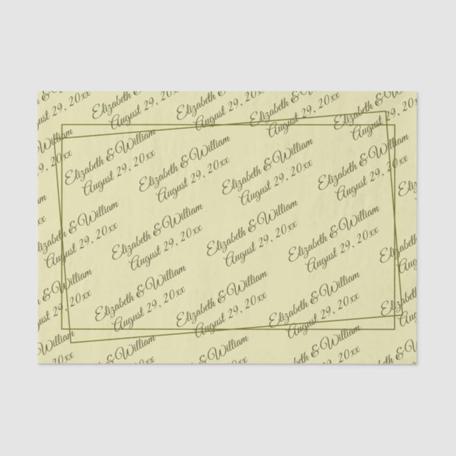 Papier Mousseline Elegant Frame on Celestial Yellow Monogram Wedding (Recto)