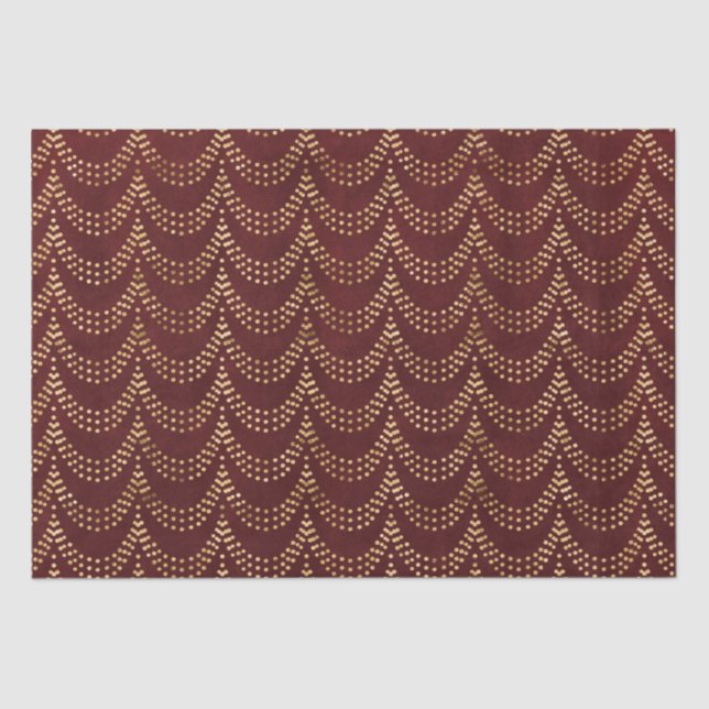 Papier Mousseline Élégant Gold Fairy Lights Rustic Red Christmas (Recto)