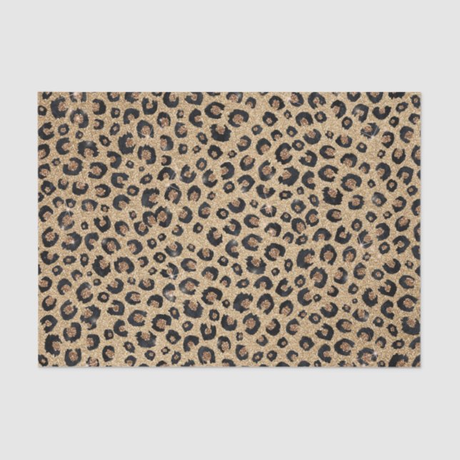 Papier Mousseline Elegant Gold Glitter Black Leopard (Recto)