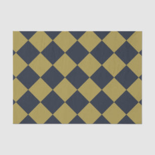 Papier Mousseline Elegant Gold & Navy Motif Diamant Bleu
