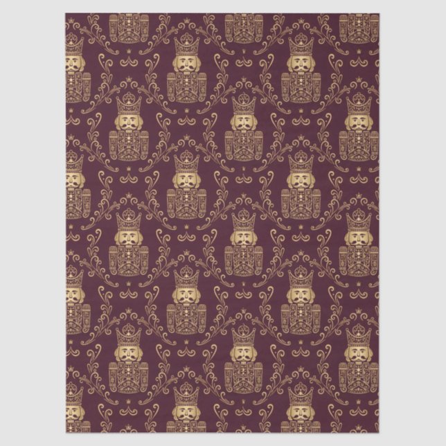 Papier Mousseline Elegant Gold Nutcracker Christmas Damask (Recto)