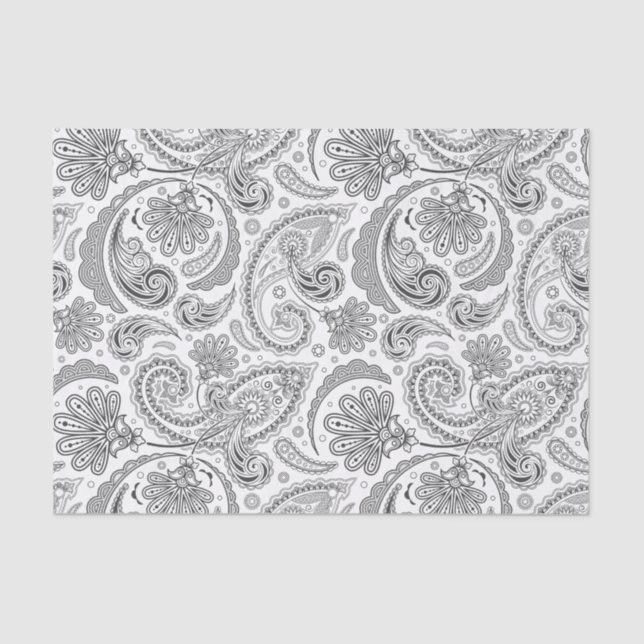 Papier Mousseline Élégant gris floral Damas Arrière - plan blanc (Recto)