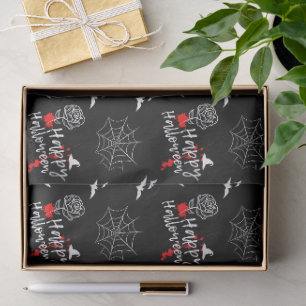 Papier Mousseline Elégant Halloween Rose & chauves-souris
